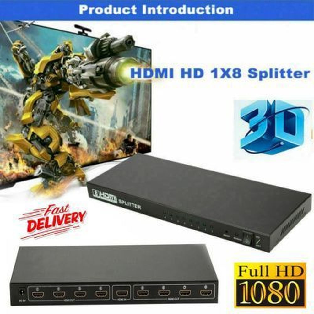 Splitter Divisor Repartidor HDMI 4K 1 Entrada 8Salidas 60Hz 4Kx2K Multicolor