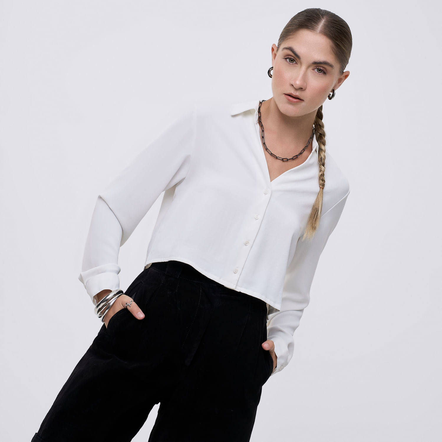Blusa Mujer Vina Hypnotic Manga Larga Blusa Mujer Vina Hypnotic Blanco Xs