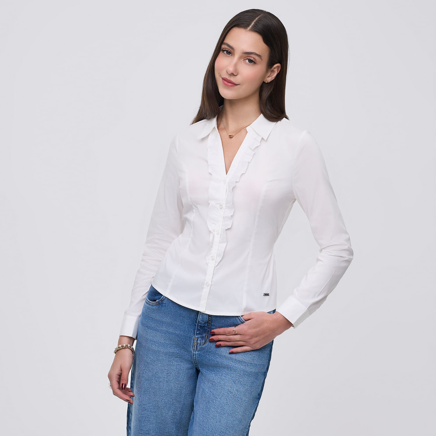 Blusa Mujer Fit 1 Amc Manga Larga Blanco S