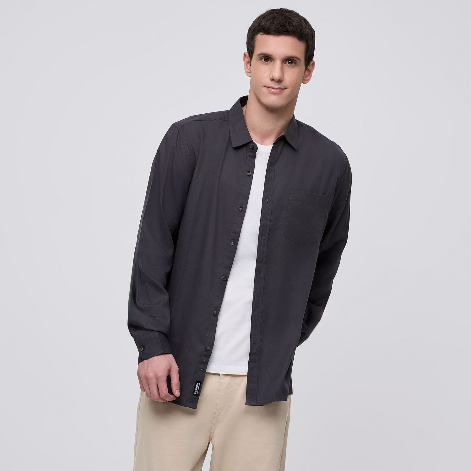 Camisa Manga Larga Hombre Soft Amc Charcoal Talla L