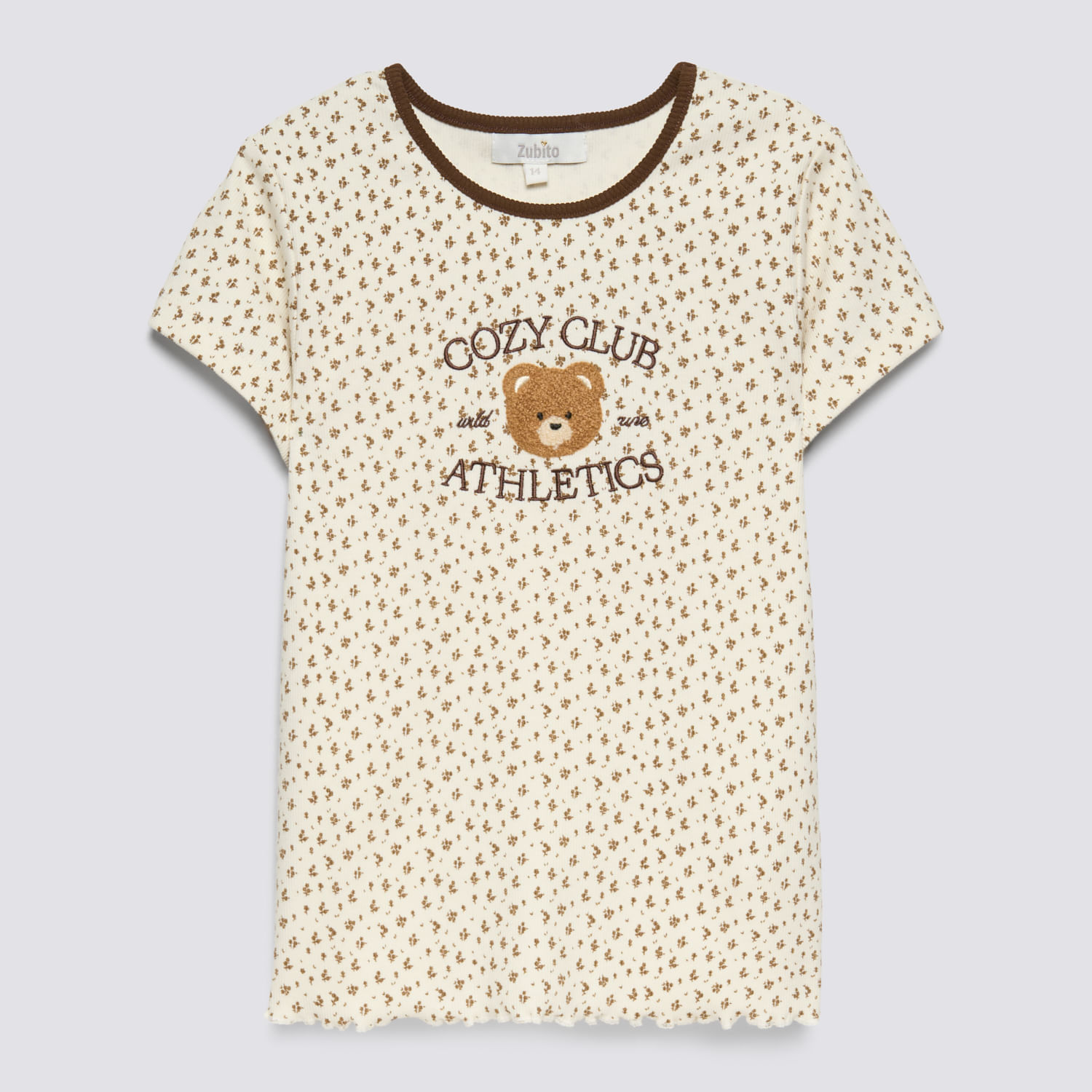 Polo Manga Corta Teen Niña Cute Rib Aplicación Zubito Beige Talla 16X