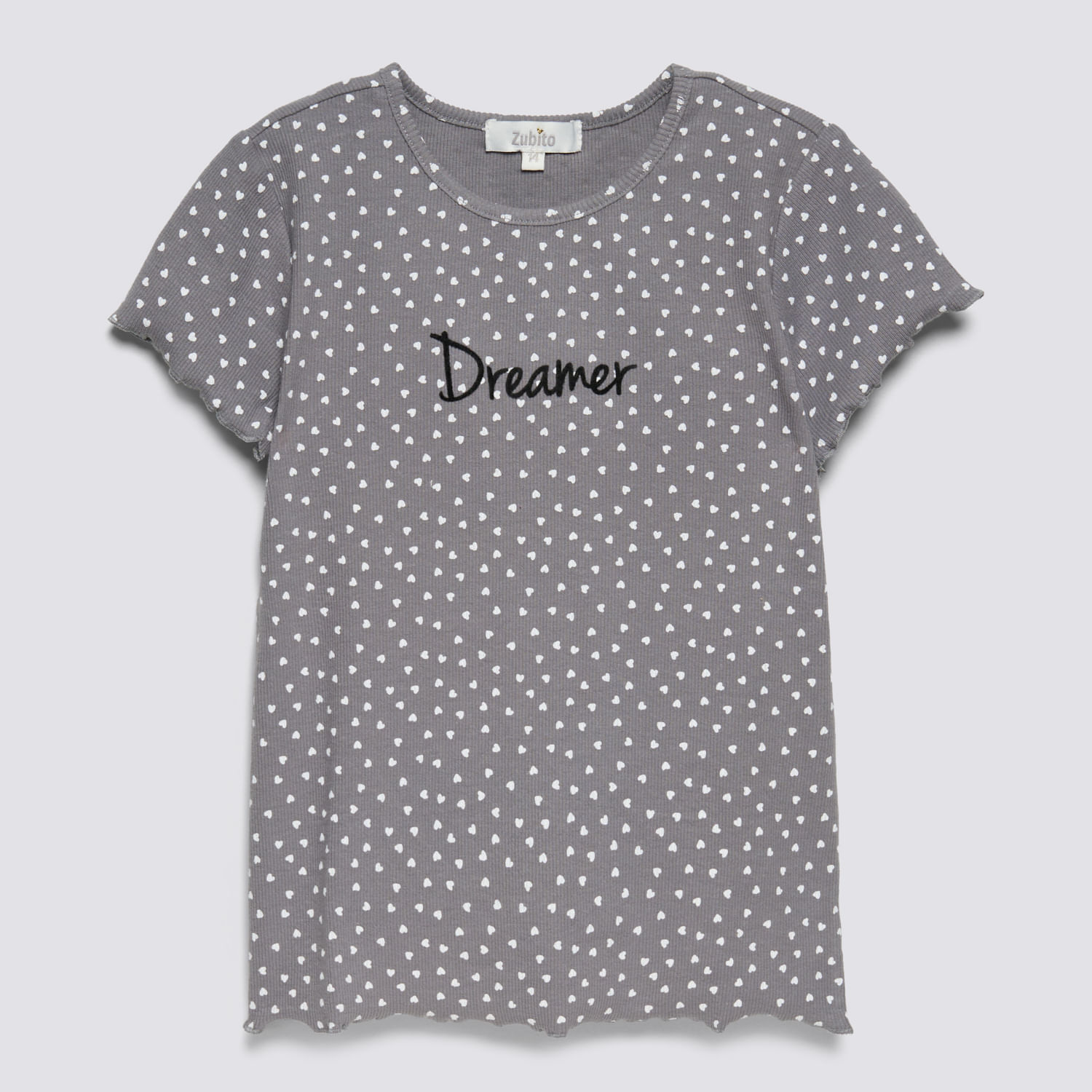 Polo Manga Corta Teen Niña Full Print Frase Zubito Charcoal Talla 14