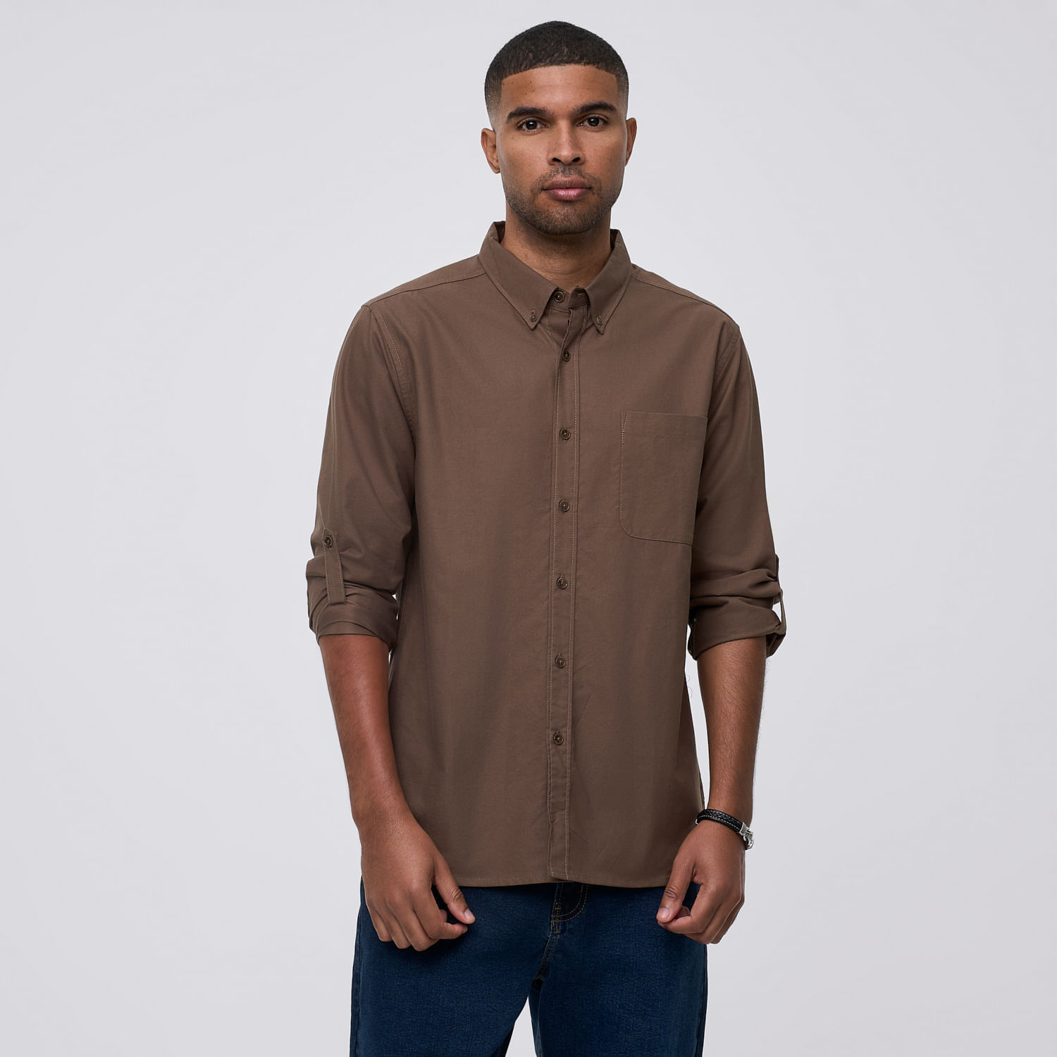 Camisa Manga Larga Hombre Rolled Up Malabar Taupe Talla M