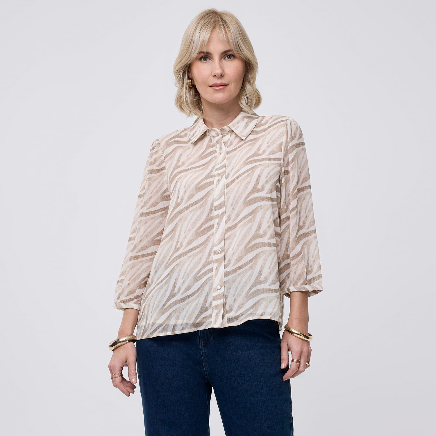 Blusa Mujer Abu Zafin Manga 3/4 Crema L