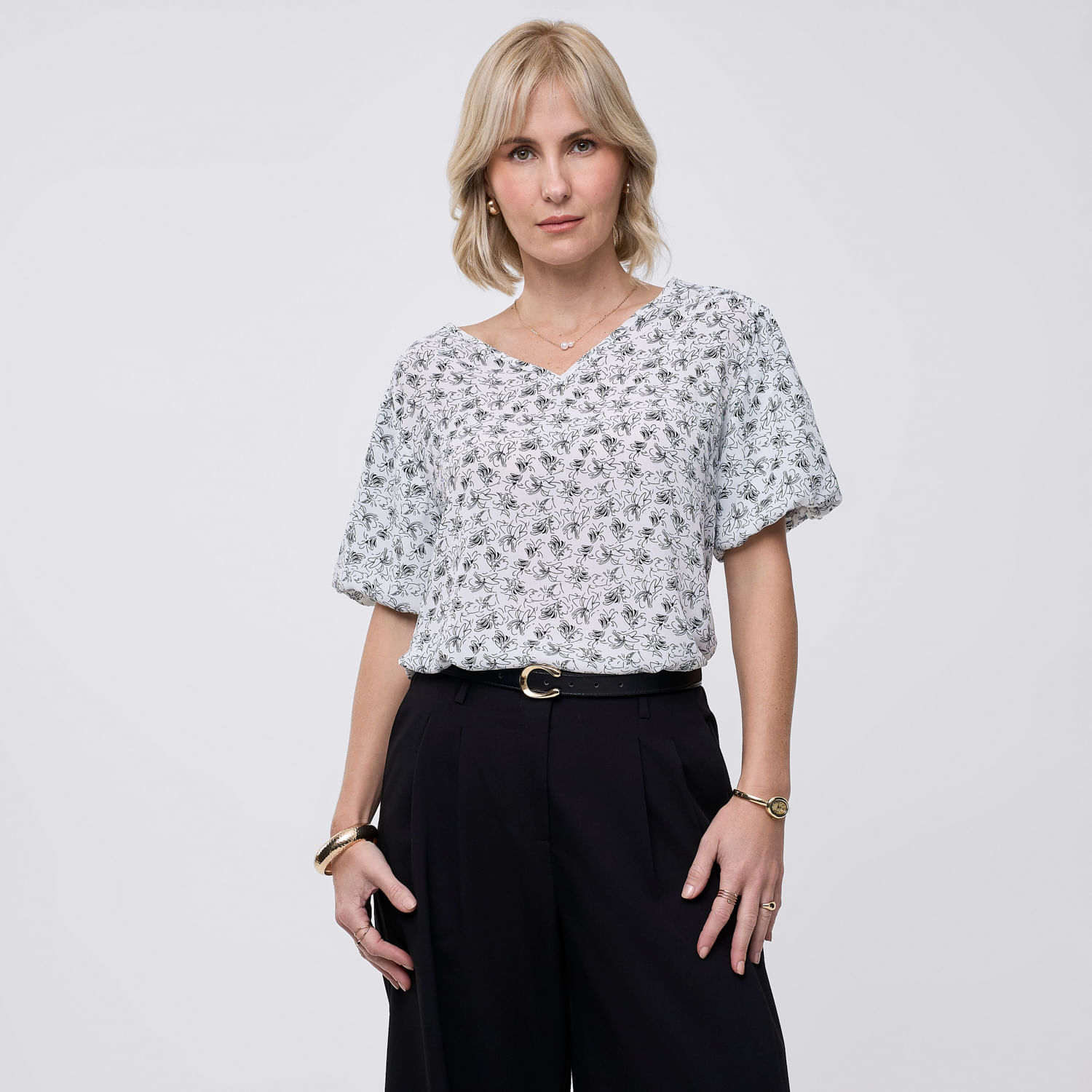Blusa Mujer Bubble Zafin Manga Corta Blanco S