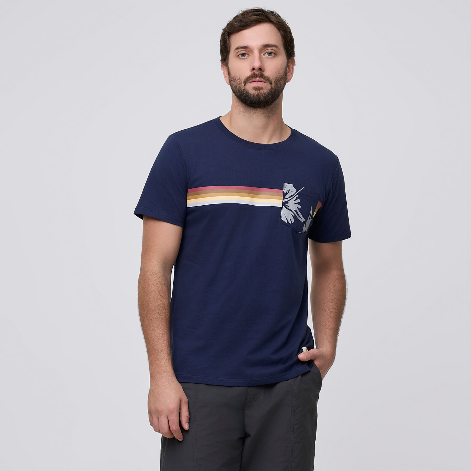 Polo Hombre Bolsillo Rayas Aereal Azul Talla M