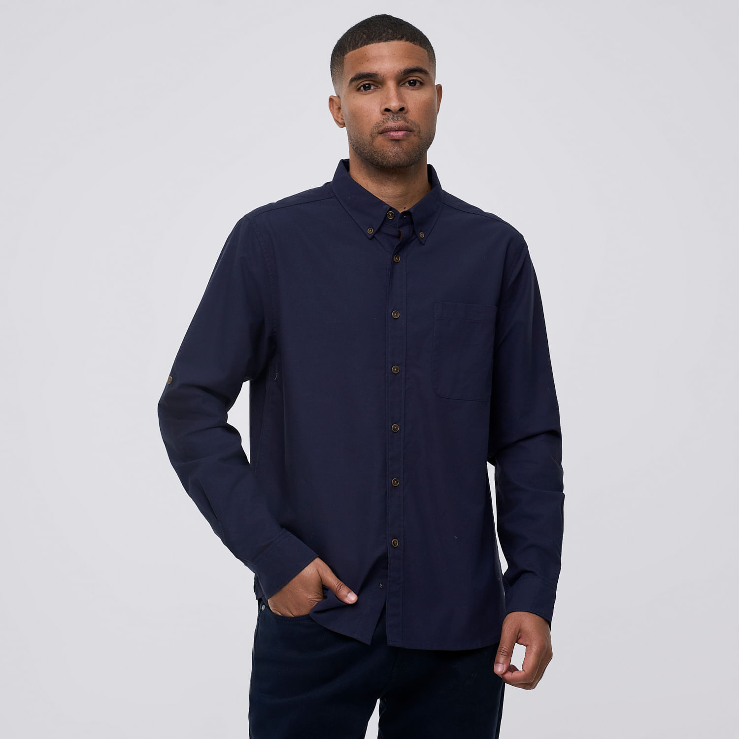 Camisa Manga Larga Hombre Rolled Up Malabar Navy Talla L