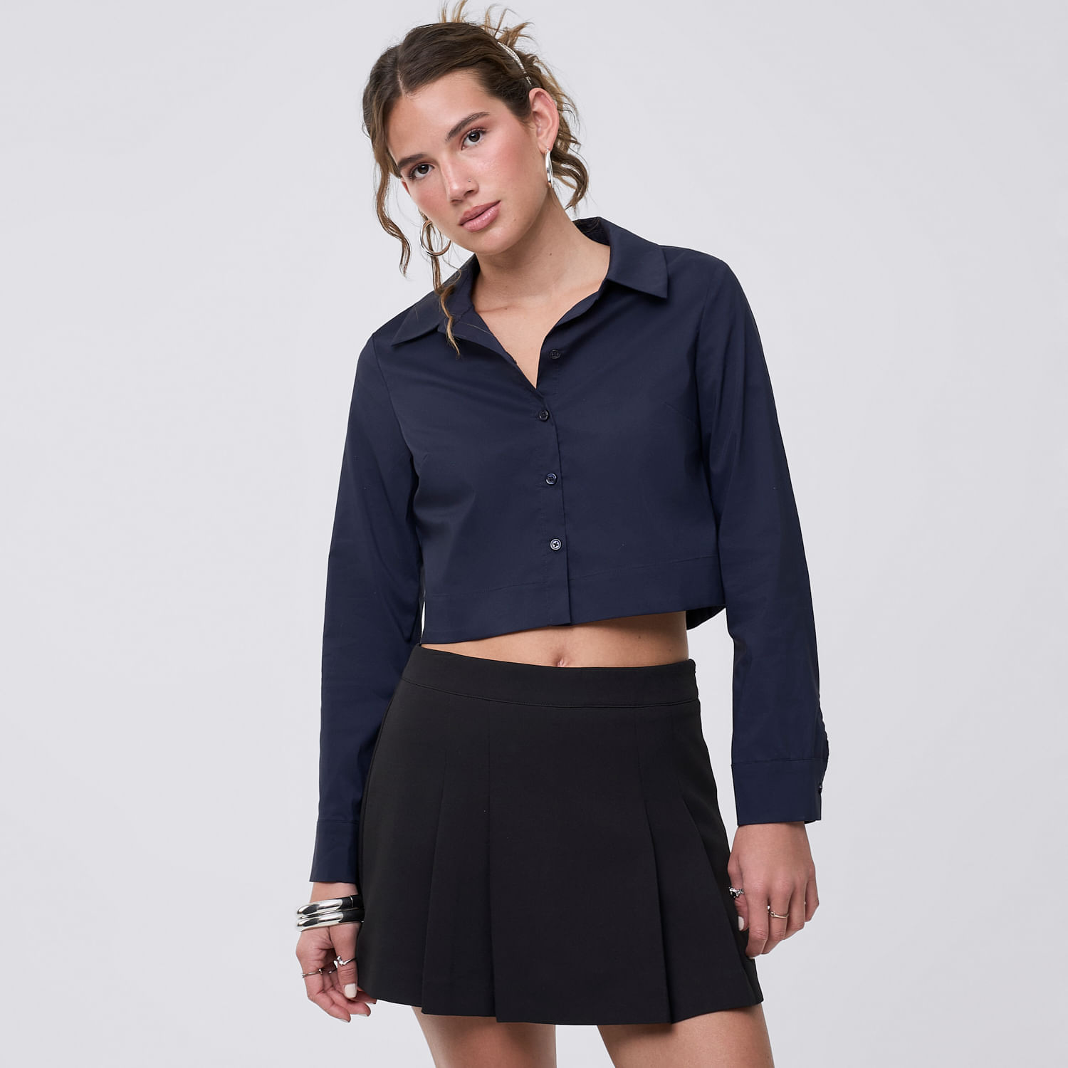Blusa Mujer Popelin Hypnotic Manga Corta Azul Marino Xs