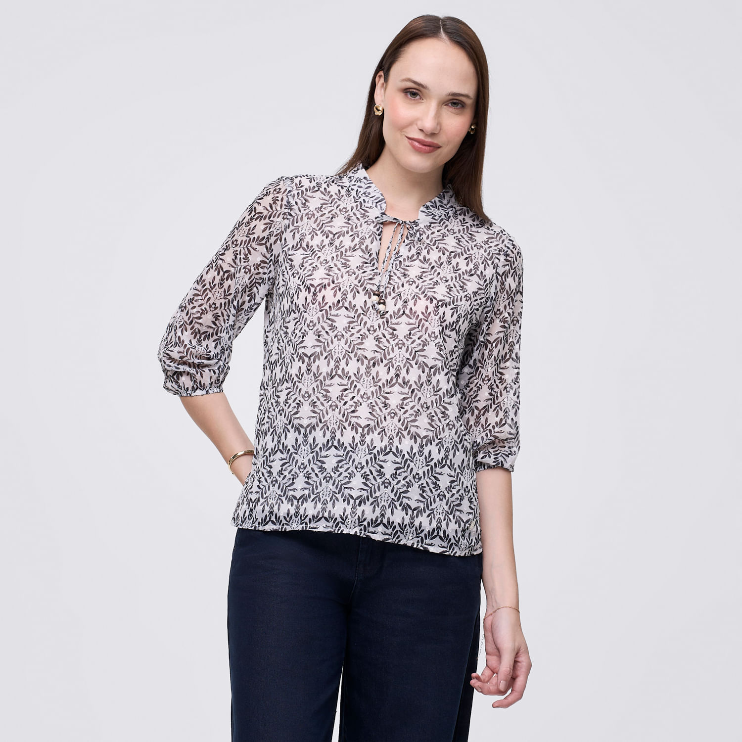 Blusa Mujer Cris Madison Manga 3/4 Grafito M