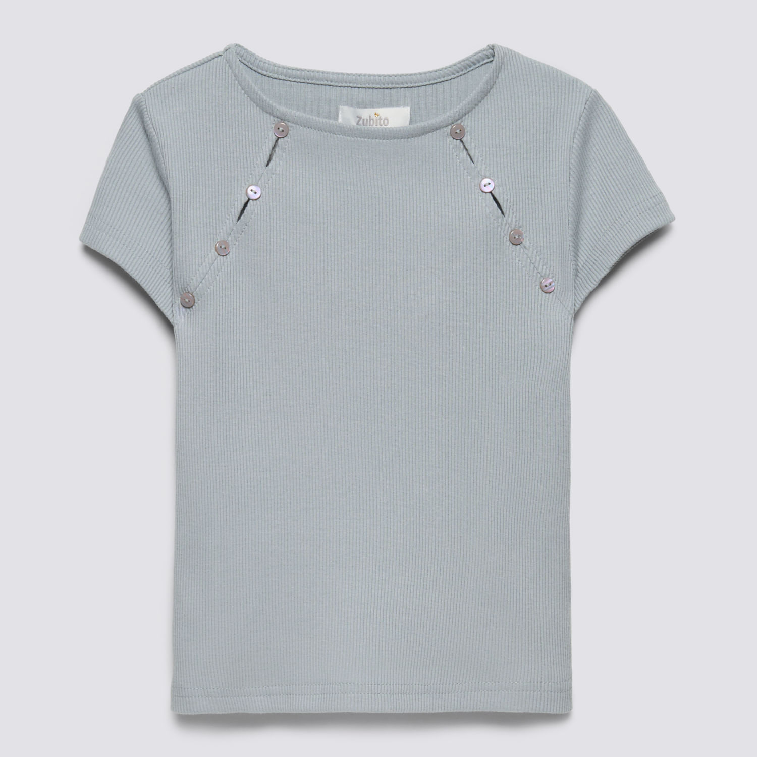 Polo Manga Corta Teen Niña Rib Botones Zubito Celeste Talla 16X