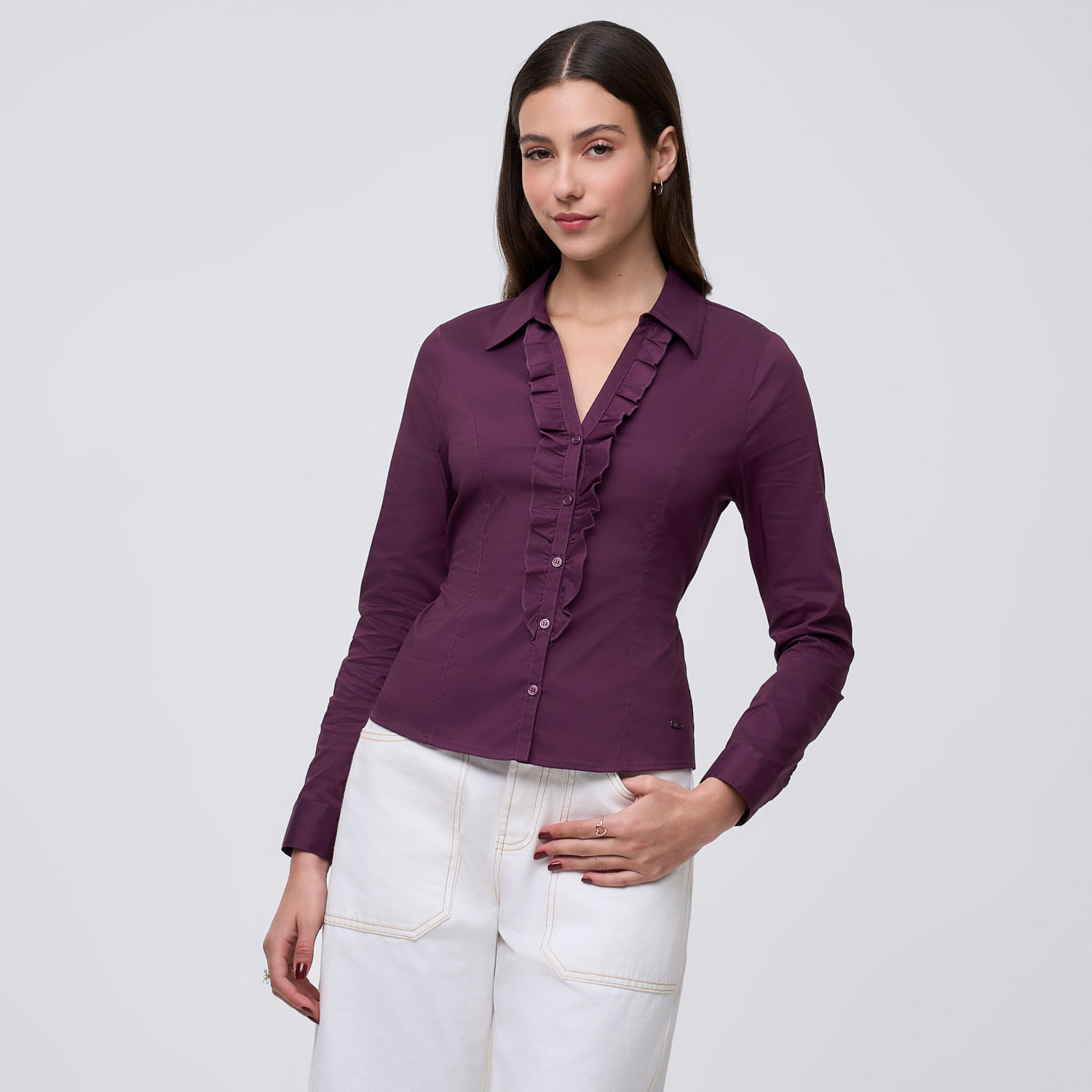 Blusa Mujer Fit 1 Amc Manga Larga Morado S