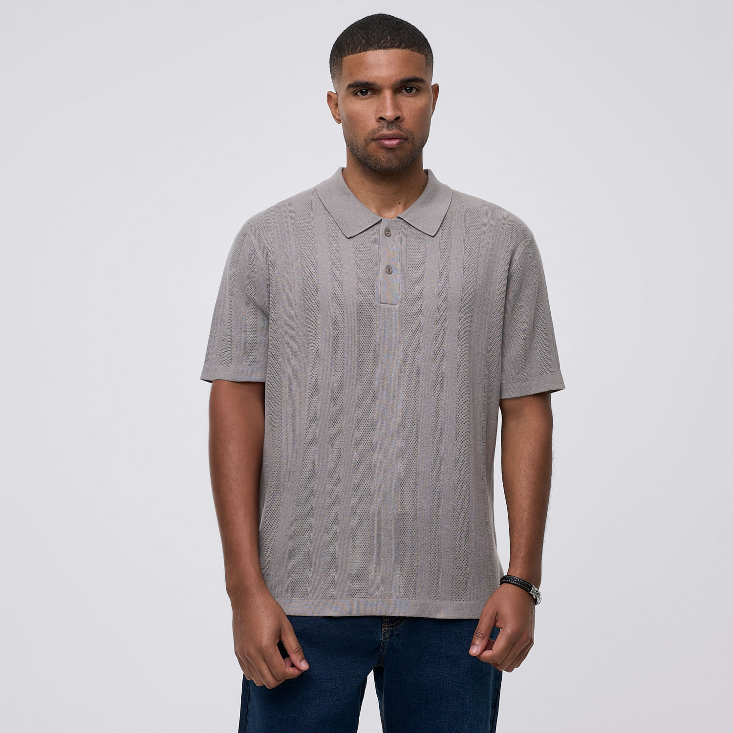 Polo Hombre Tejido Viscosa Malabar Gris Talla L