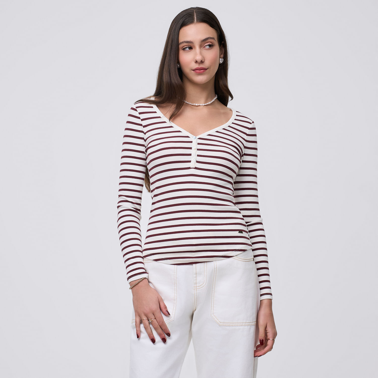Polo Mujer Snap Amc Manga Larga Guinda L