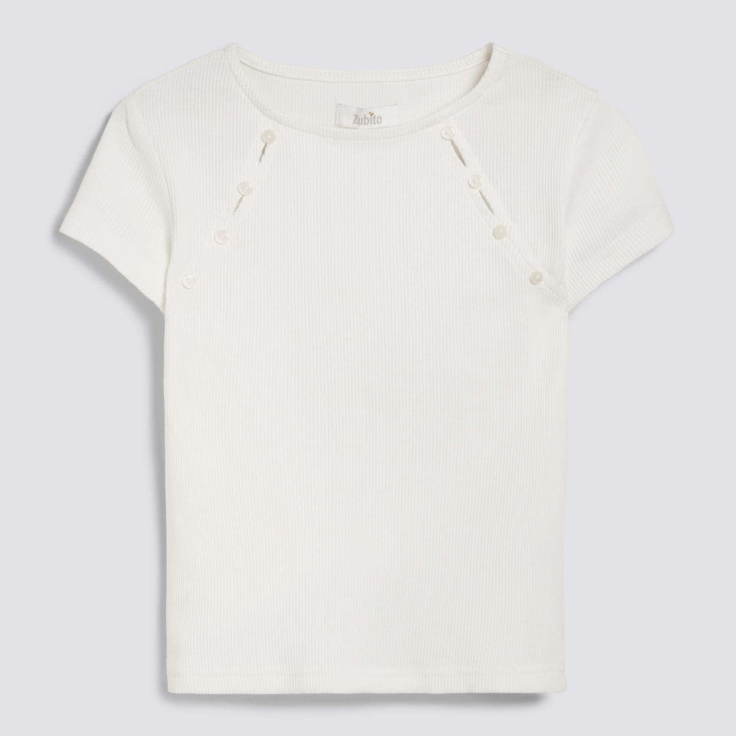 Polo Manga Corta Teen Niña Rib Botones Zubito Blanco Talla 12