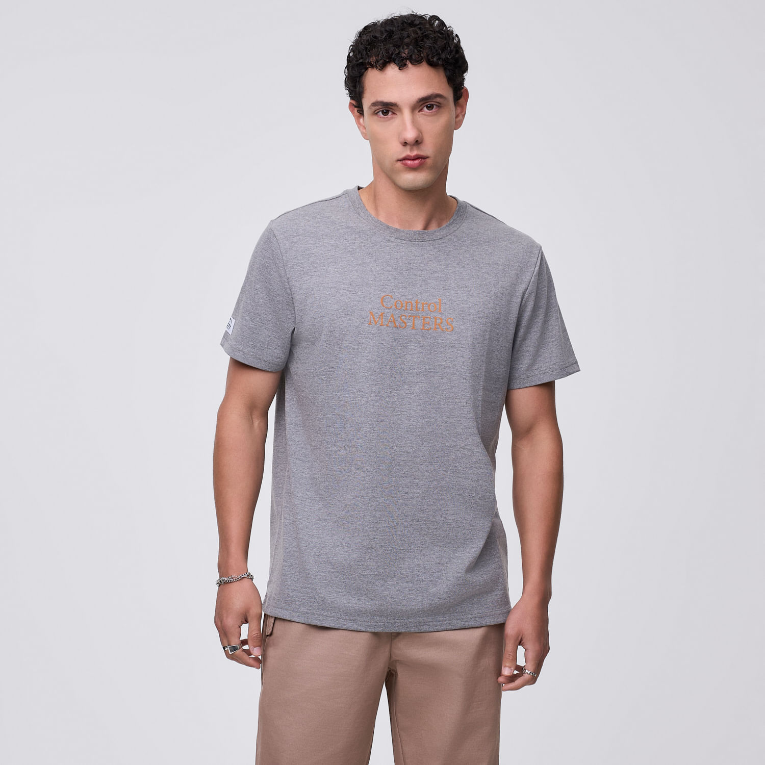 Polo Manga Corta Hombre New Frase Flock Hypnotic Gris Melange Talla L