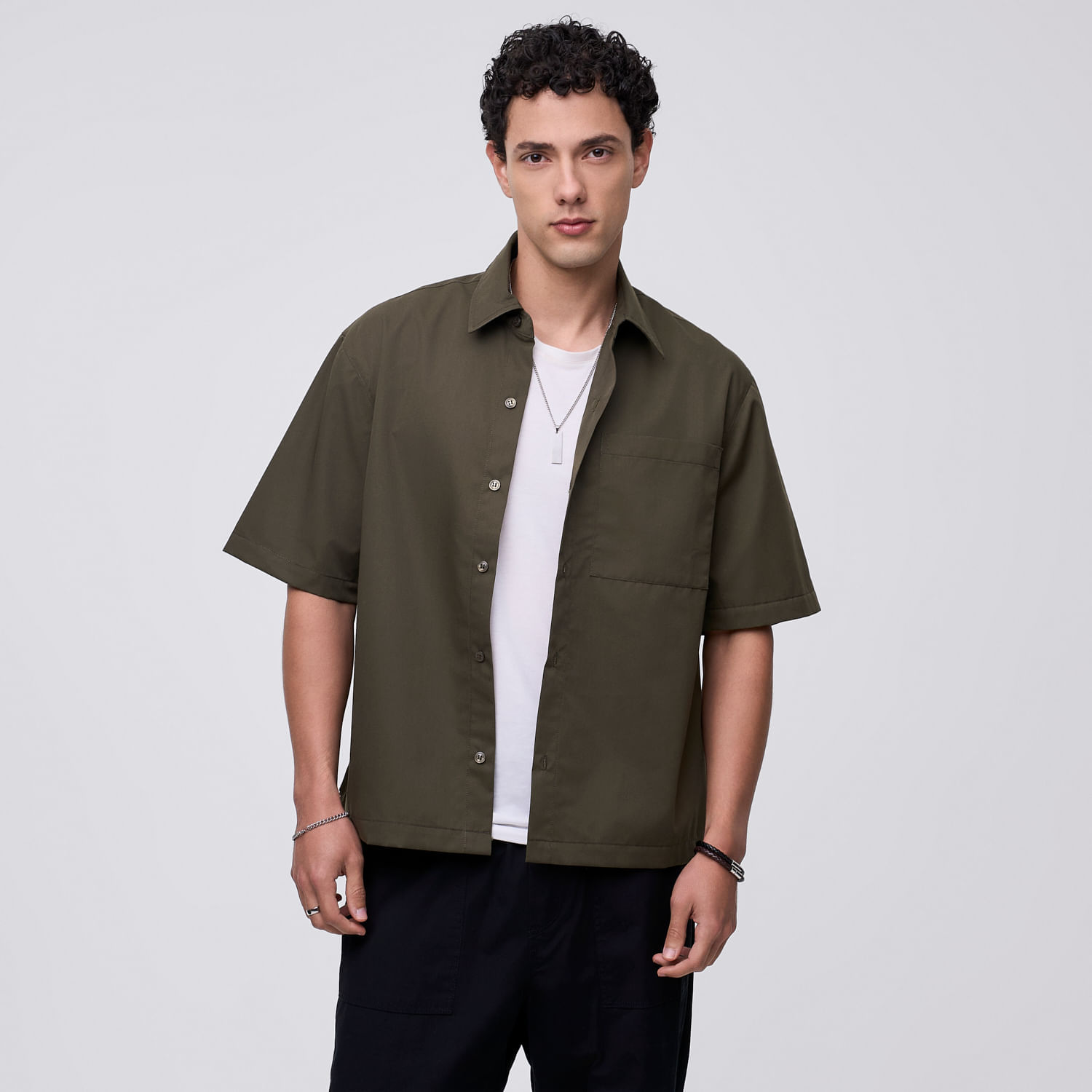 Camisa Manga Corta Hombre Solid Soft Hypnotic Verde Talla M