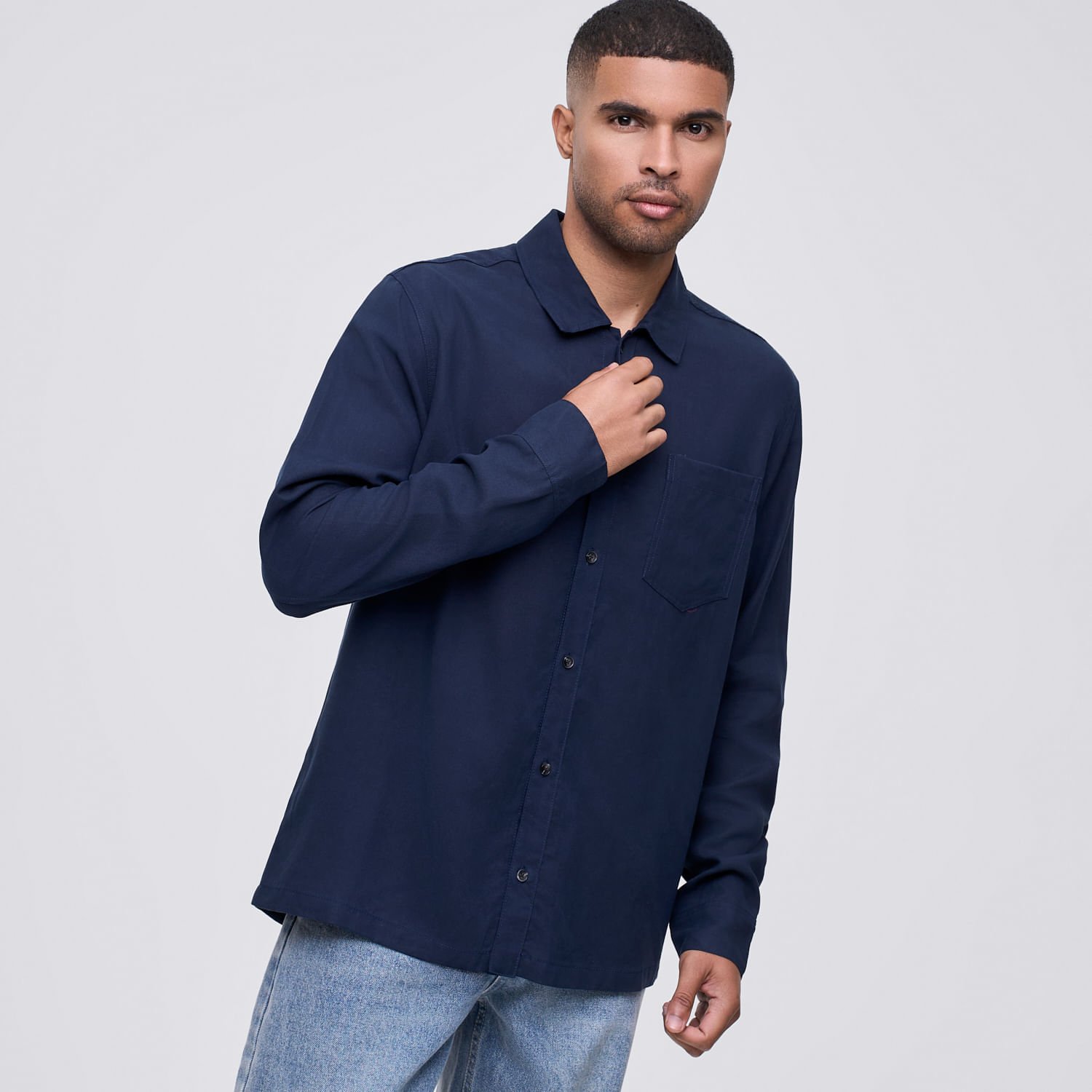 Camisa Manga Larga Hombre Soft Malabar Azul Talla M