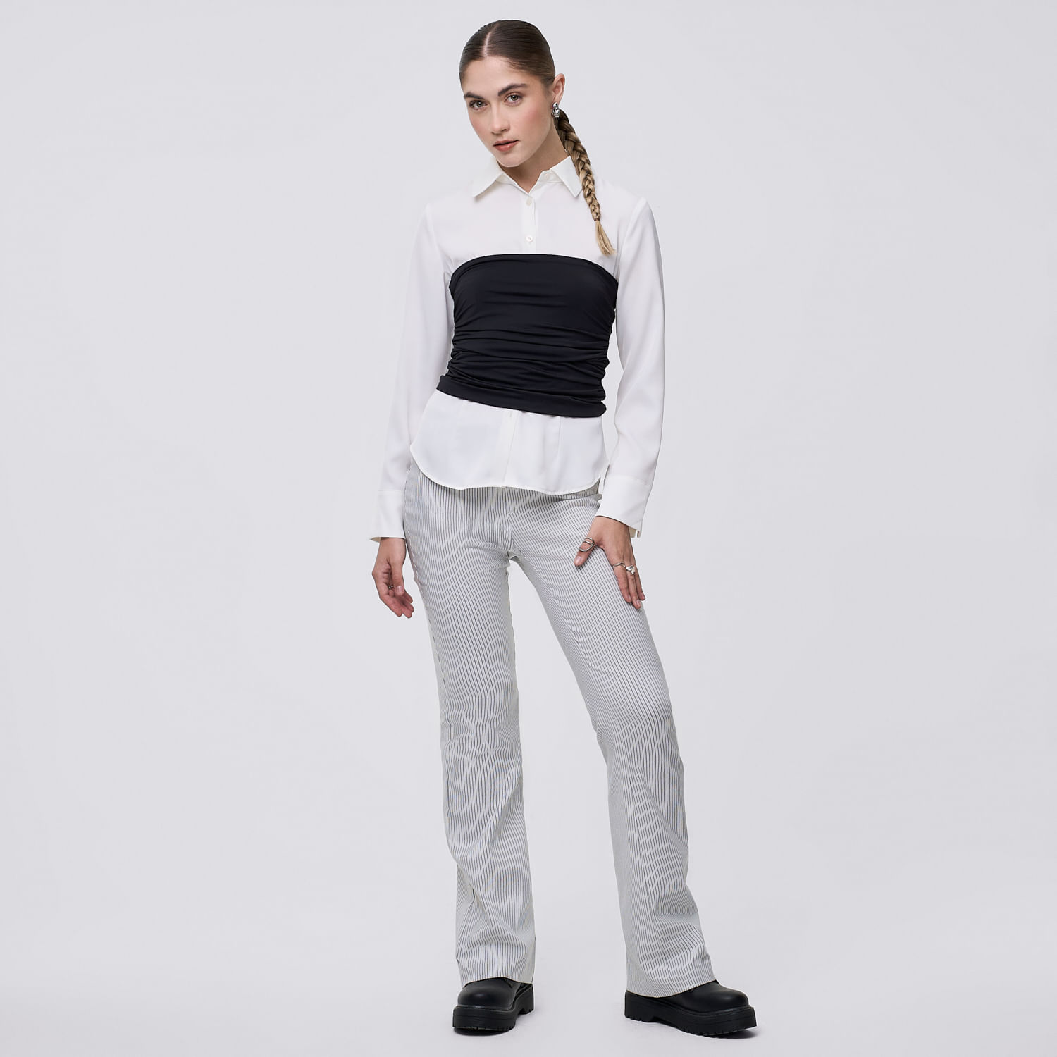 Pantalón Mujer Rayitas Hypnotic Viscosa Gris 32