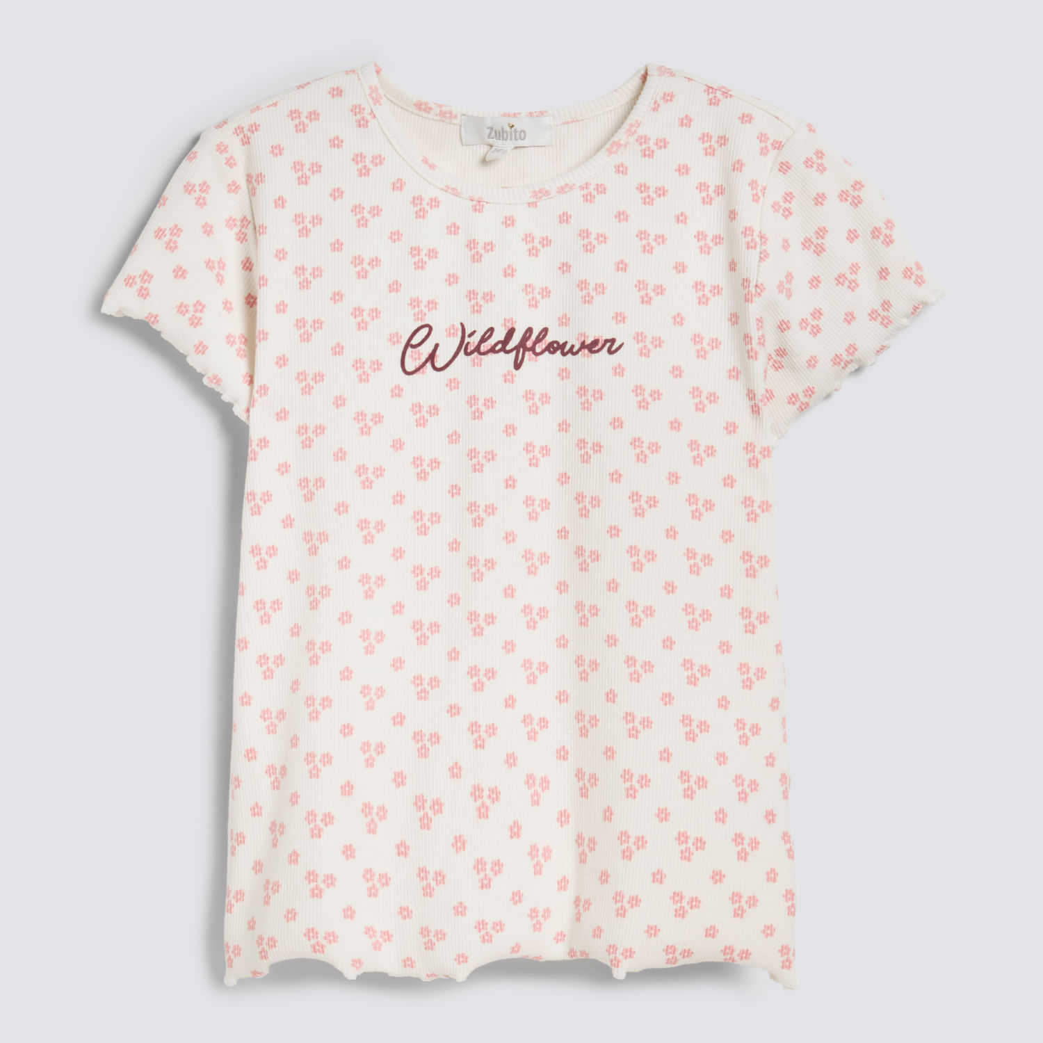 Polo Manga Corta Teen Niña Full Print Frase Zubito Ecru Talla 12