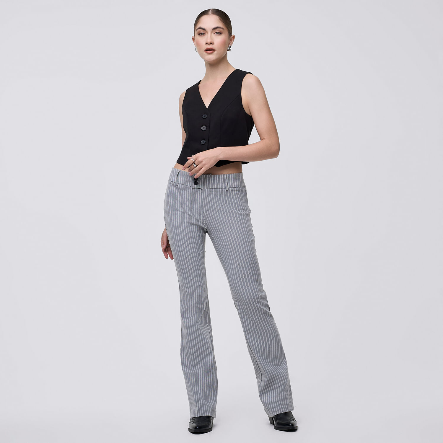 Pantalón Mujer Rayitas Hypnotic Viscosa Topo 28