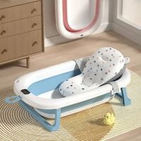 bañera plegable con termometro  cojin modelo clasico - celeste