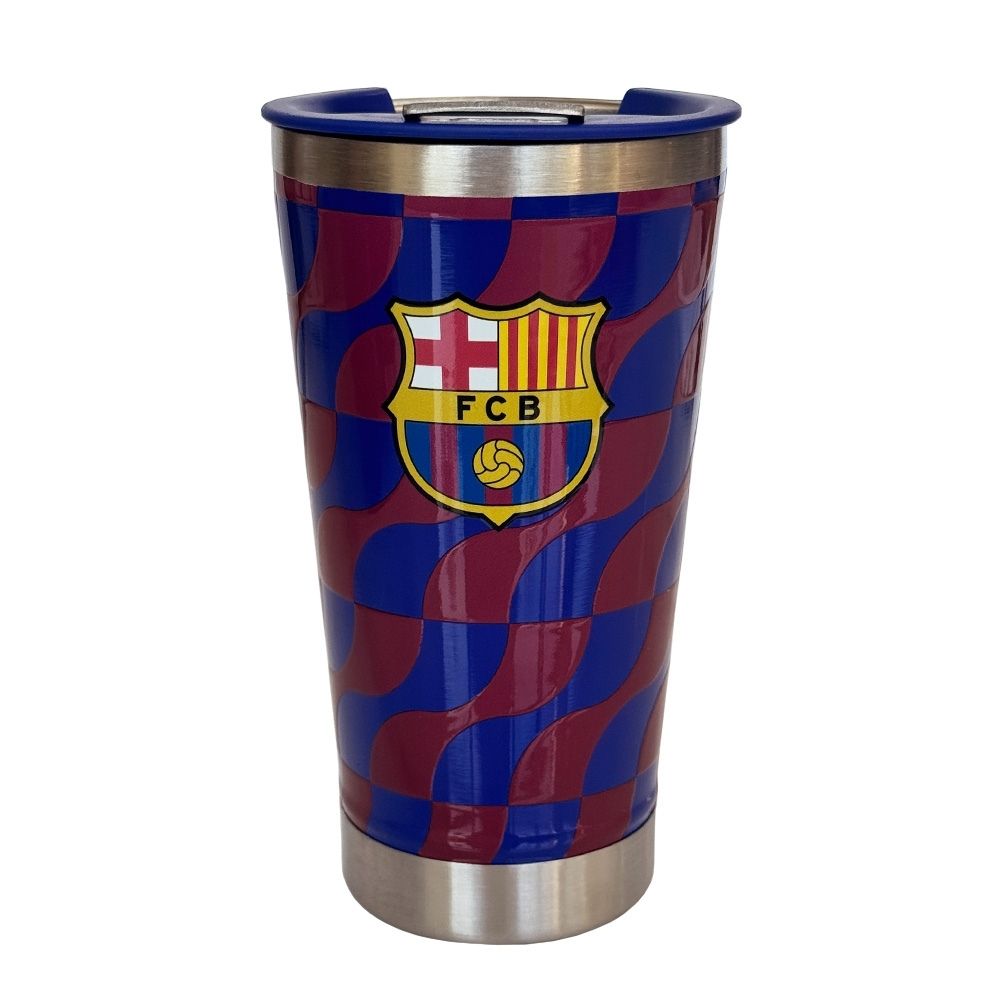 Mug Vaso Acero Termico Barca Futbol Azul Con Destapador 500 ML 78673131385708