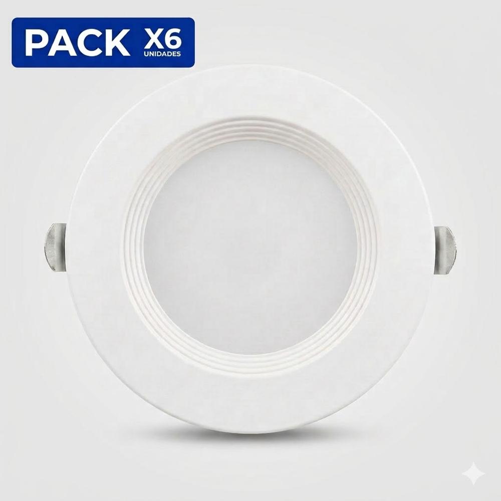 Pack x6 Spot Para Empotrar Caja Octogonal 9W Color Blanco Luz Cálida