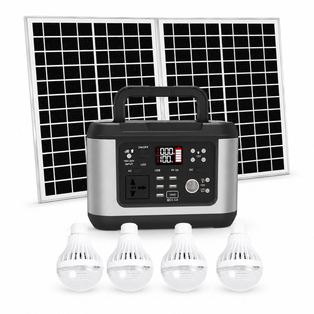 Estación de Energía Portátil 500W Generador Solar LiFePO4 120000mAh Panel Solar 60W 220V