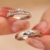 Anillo De Pareja Destellos de Amor Ajustable Plateado Plata 925