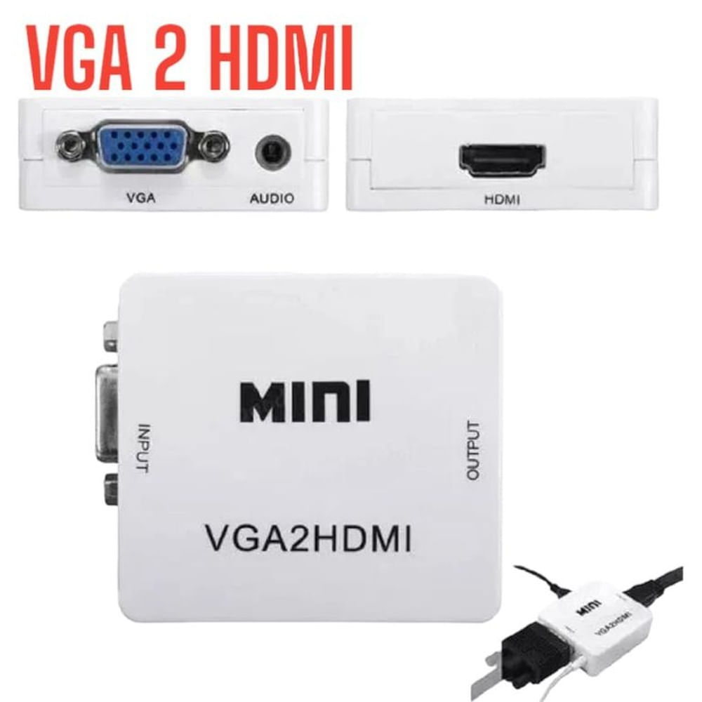 Mini Convertidor Audio y Video VGA2HDMI VGA a HDMI para Monitor Multicolor