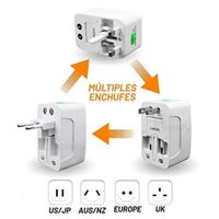 Adaptador de Enchufe Internacional Universal Europa USA y Más Todo en Uno Viajero