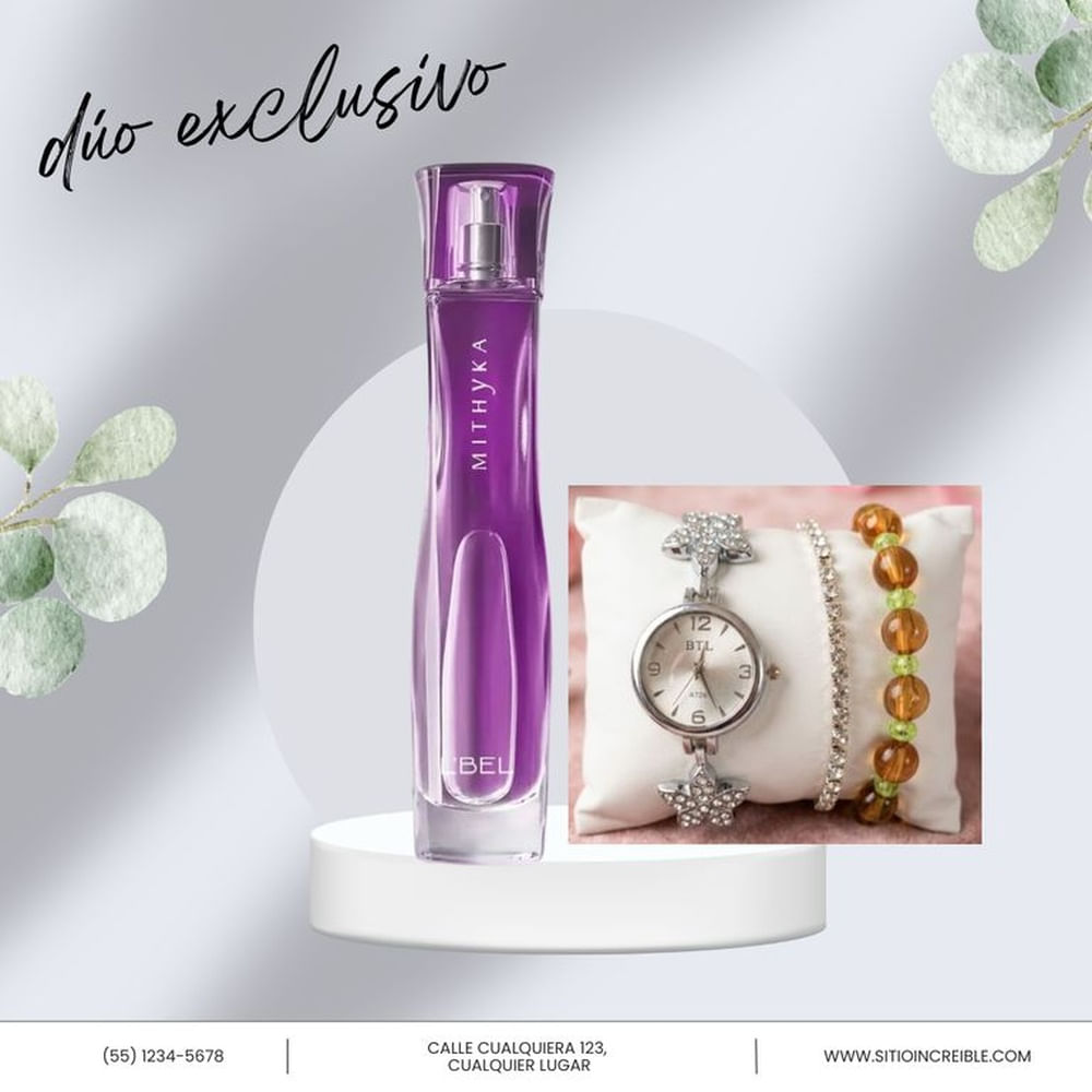 Mithyka Perfume femenino 50 ml mas set de reloj x 3
