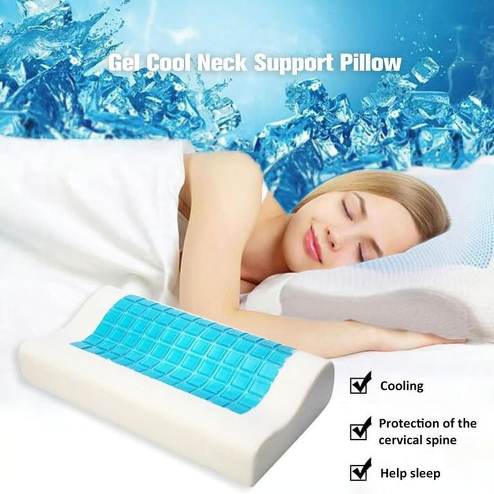 Almohada GEL con Memoria Ergomonica Ortopedica Viscoelastica Evita Dolor Blanco