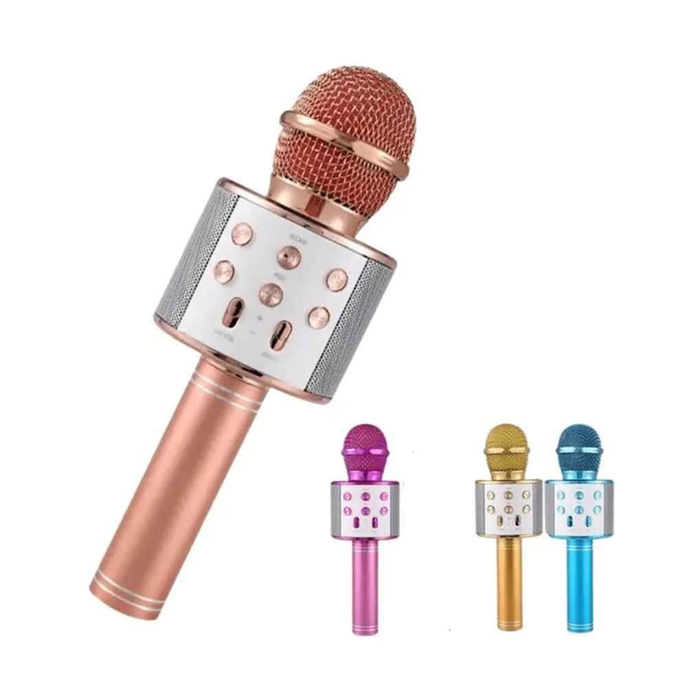 Micrófono Karaoke Bluetooth Inalámbrico - Parlante Integrado y Efecto Eco Silver