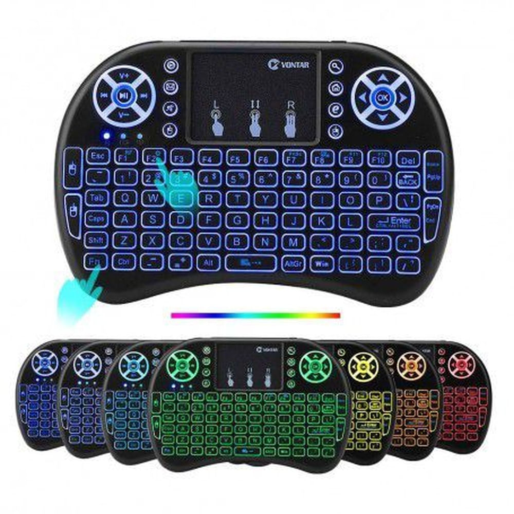 Teclado Inalámbrico RGB Touchpad Keyboard Para Smart TV Negro