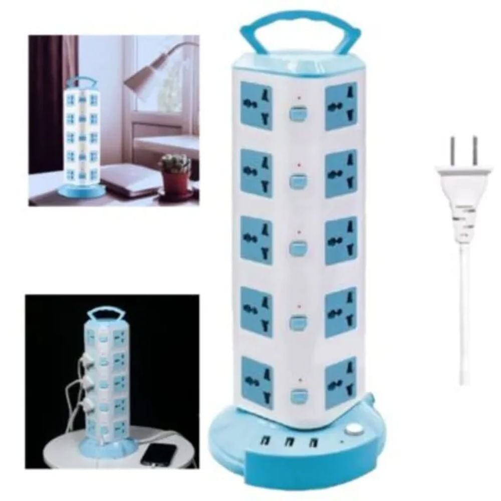 Torre Vertical Multifuncional 5Niveles (20 Conexiones) y 3 Puertos USB Multicolor