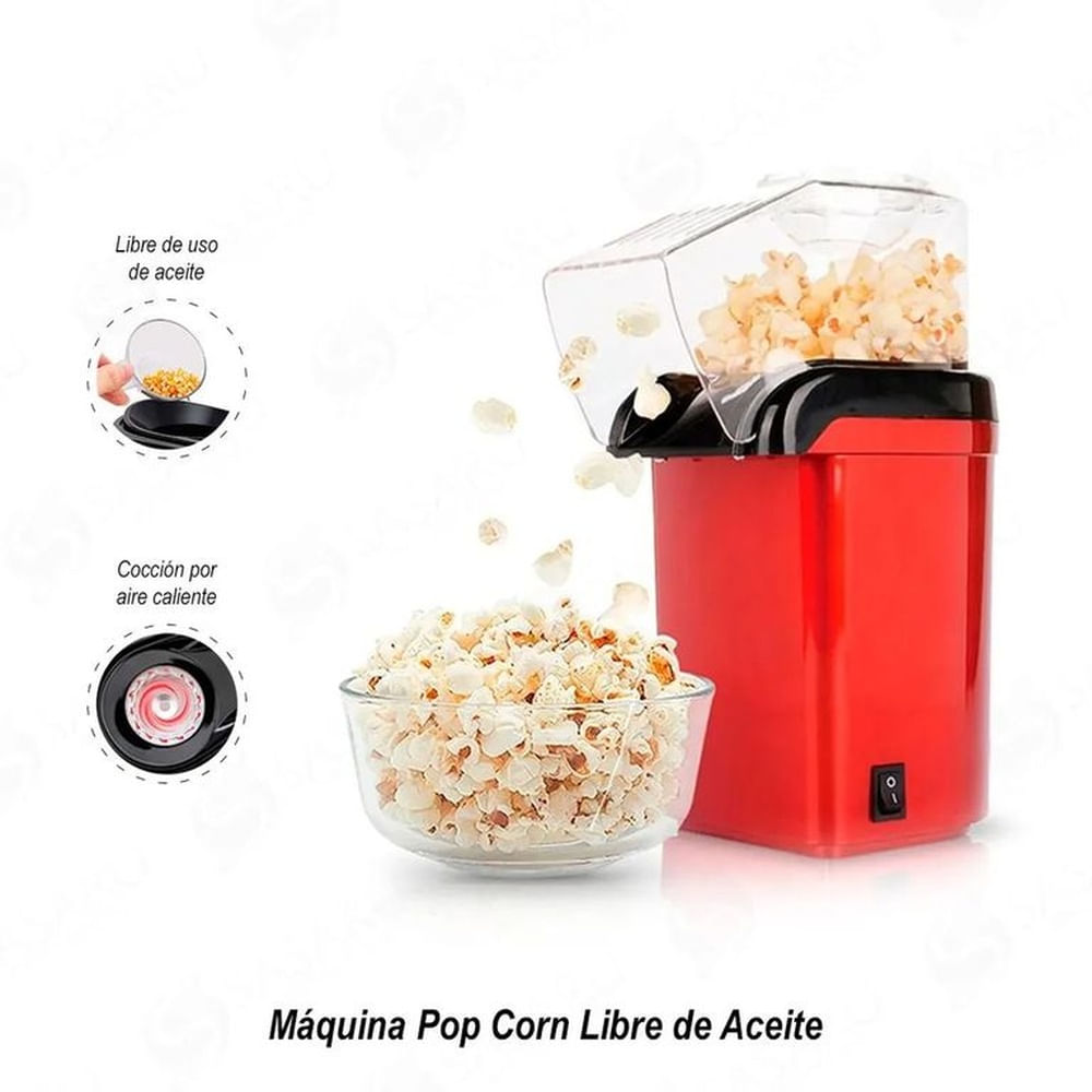 ¡Haz Palomitas al Instante Máquina de Aire Caliente Roja, Ideal para tu Cocina Multicolor