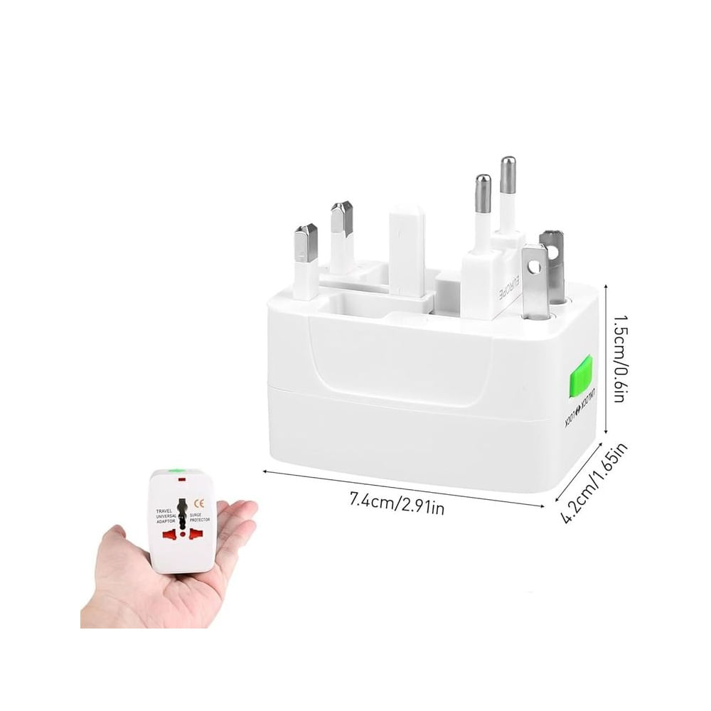 Enchufe De Viaje Universal Adaptador Eléctrico Internacional Para Más De 150 Países Bivolt 10A Multicolor