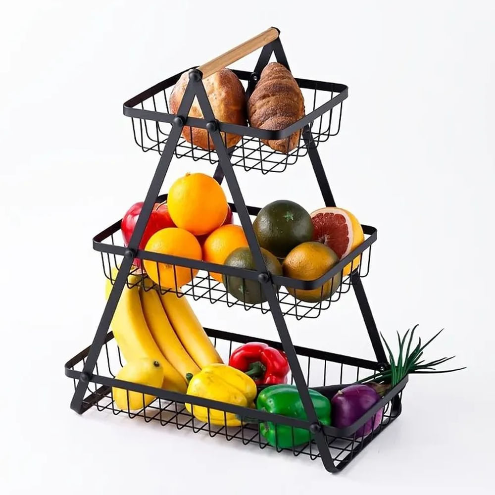 Organizador Frutero de Cocina 3 Niveles Metal para Frutas y Verduras Multicolor