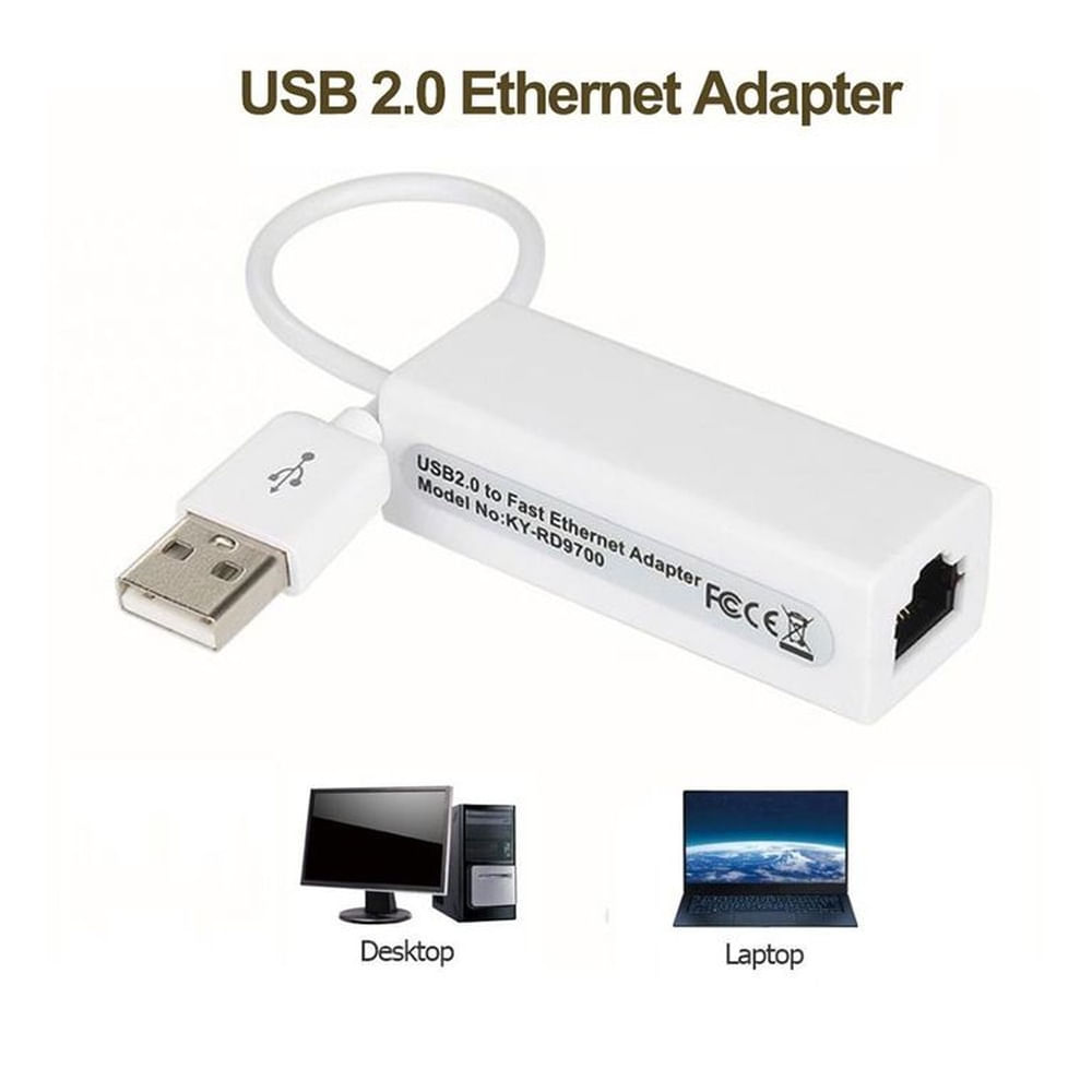 Adaptador USB 2.0 a Rj45 LAN Ethernet 10/100 Mbps Computador Multicolor