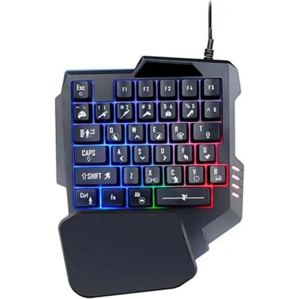 Teclado Gamer Rg Aoas 1 Mano Luces Reposador M-1100 Negro