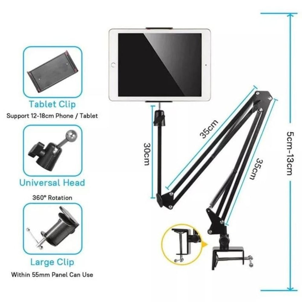 Soporte de Escritorio Articulado para Teléfonos y Tablets Transparente