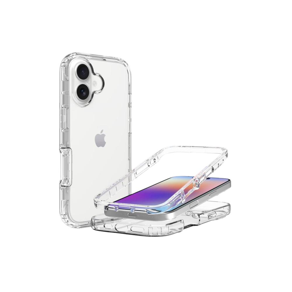 FUNDA CASE 3EN1 TRANSPARENTE PARA IPHONE 16 PLUS MAS PROTECTOR DE PANTALLA