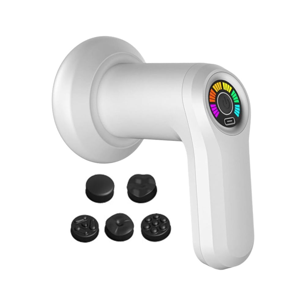 Pistola Masajeadora Shiatsu Yx-720 Inalámbrica 5 Cabezas Recargable Multicolor
