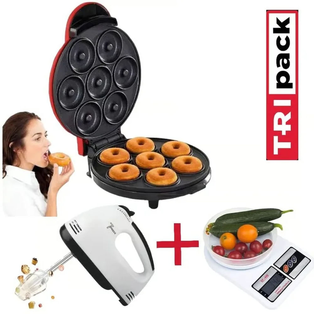 Tripack Repostero Máquina 7Donas + Batidora + Balanza Repostera Multicolor