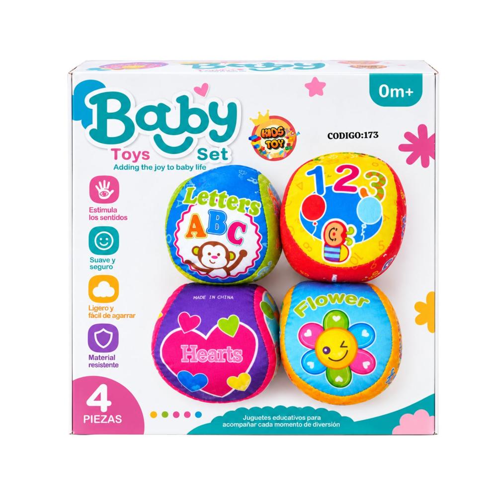 Set De 4 Pelotas Sensoriales De Tela Para Bebés