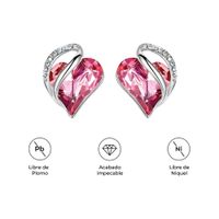 Aretes Infinity Love Corazón Infinito con Cristal Natal Fucsia