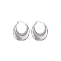 Aretes Aro Curvo Vintage Acero Inoxidable Plateado Unisex