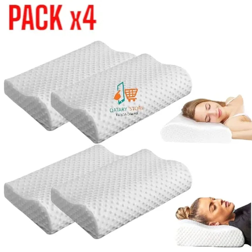 PACK x4 Almohada con Memoria Ergomonica Ortopedica Viscoelastica Blanco