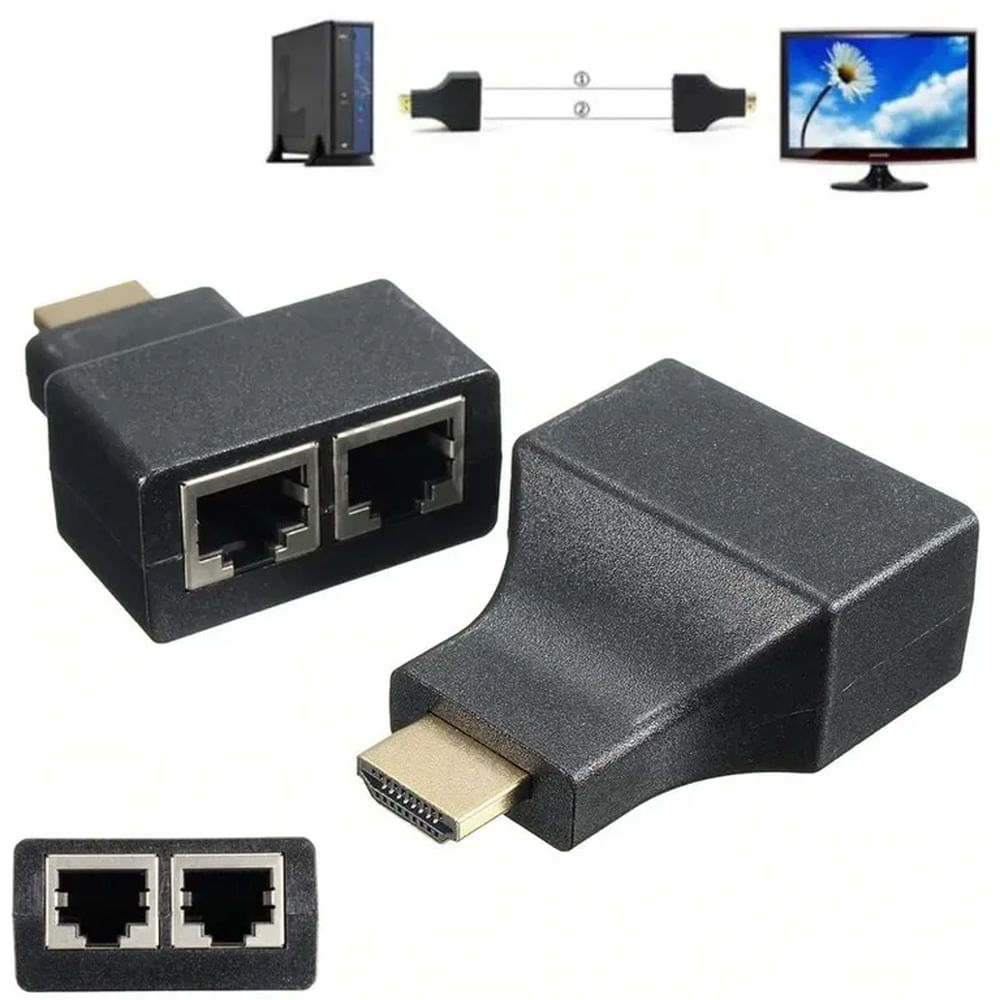 Extensor HDMI Full HD 1080P 3D por Cable de Red CAT5E CAT6 Multicolor